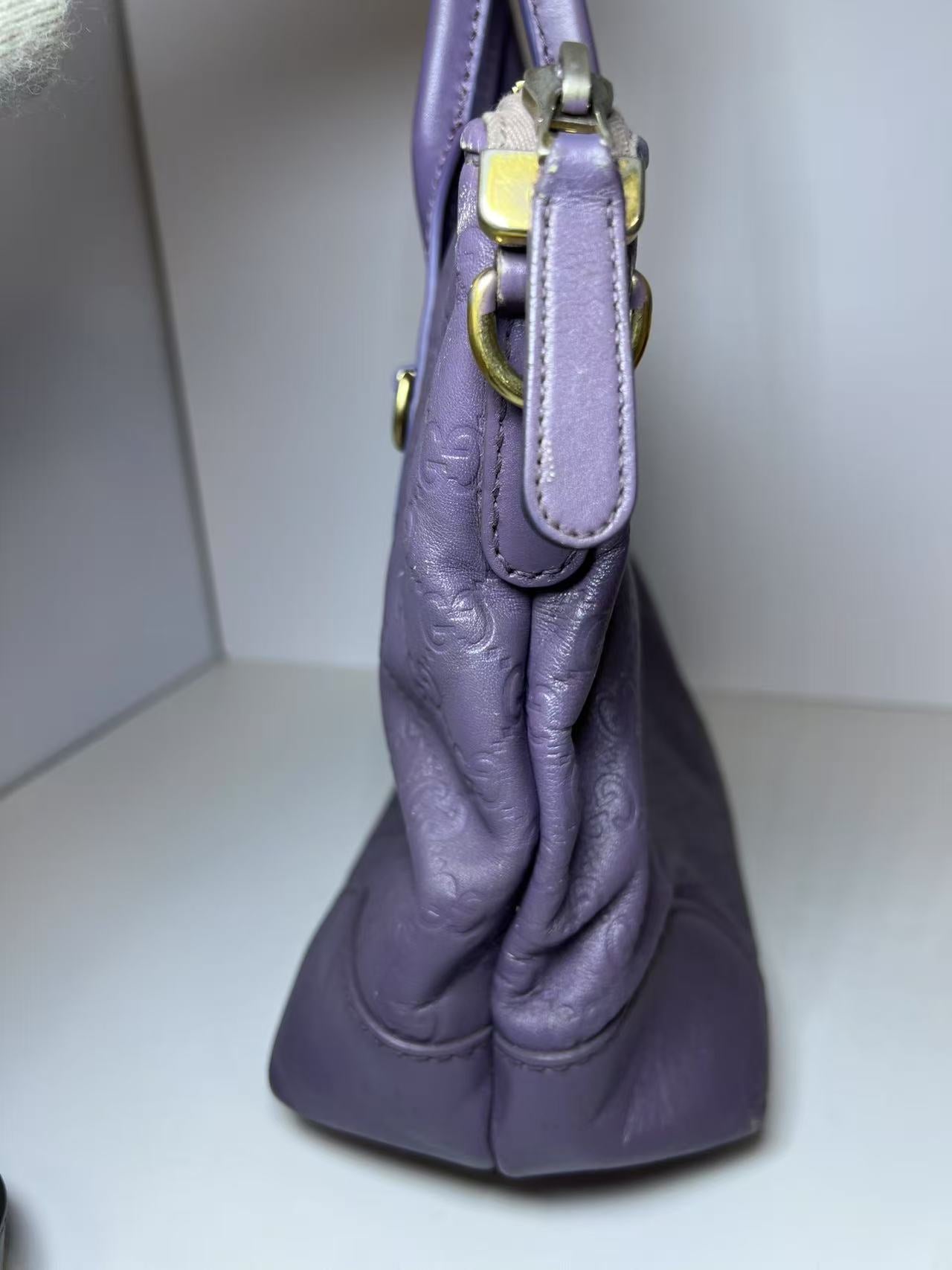 Gucci Medium Guccissima Purple Leather Tote Bag