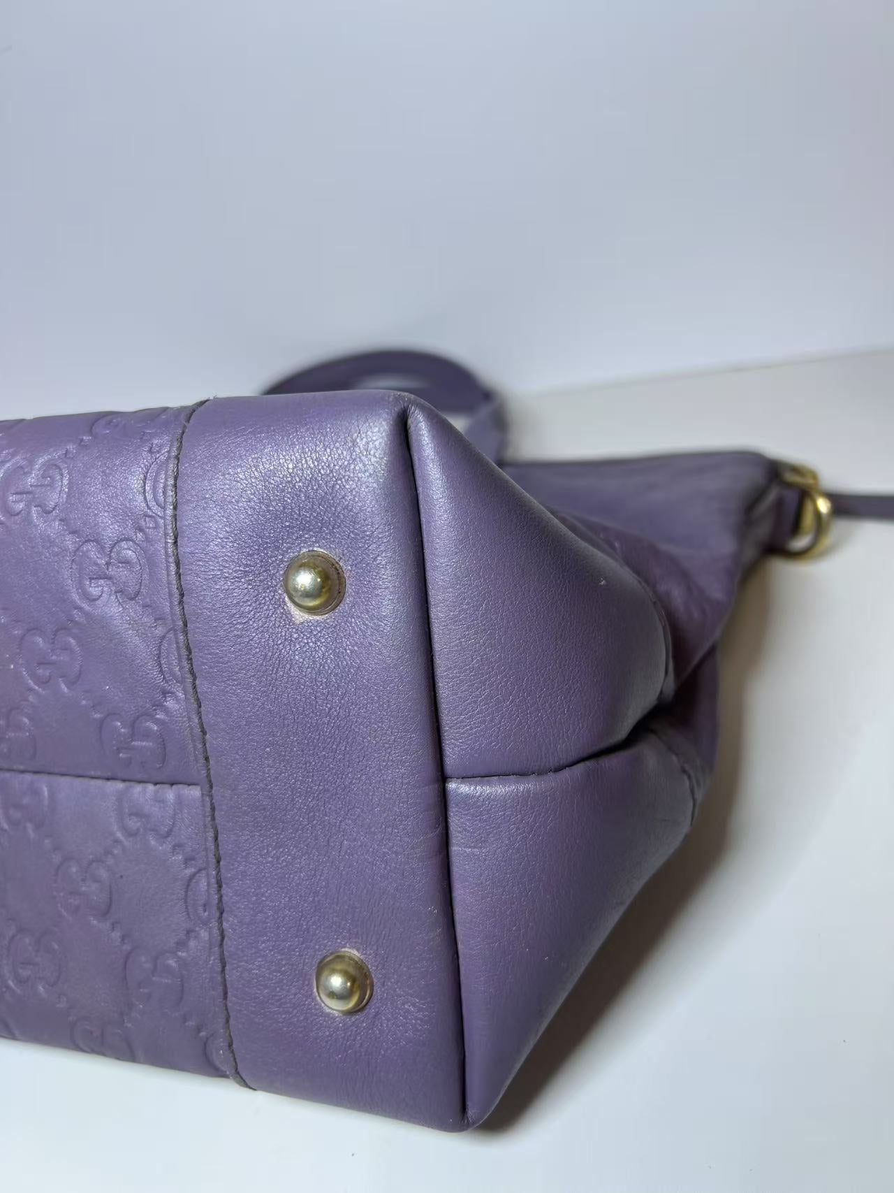 Gucci Medium Guccissima Purple Leather Tote Bag