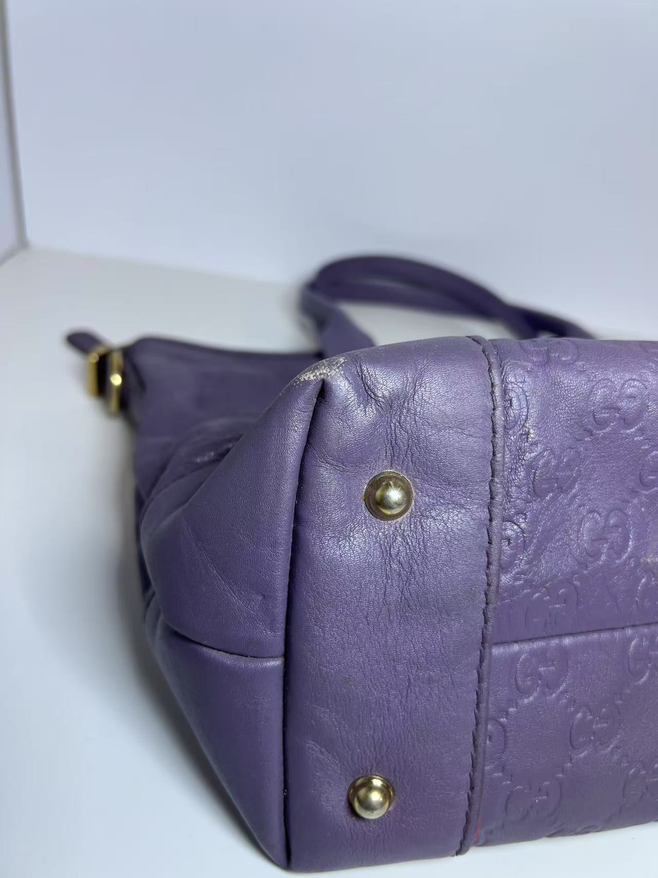 Gucci Medium Guccissima Purple Leather Tote Bag