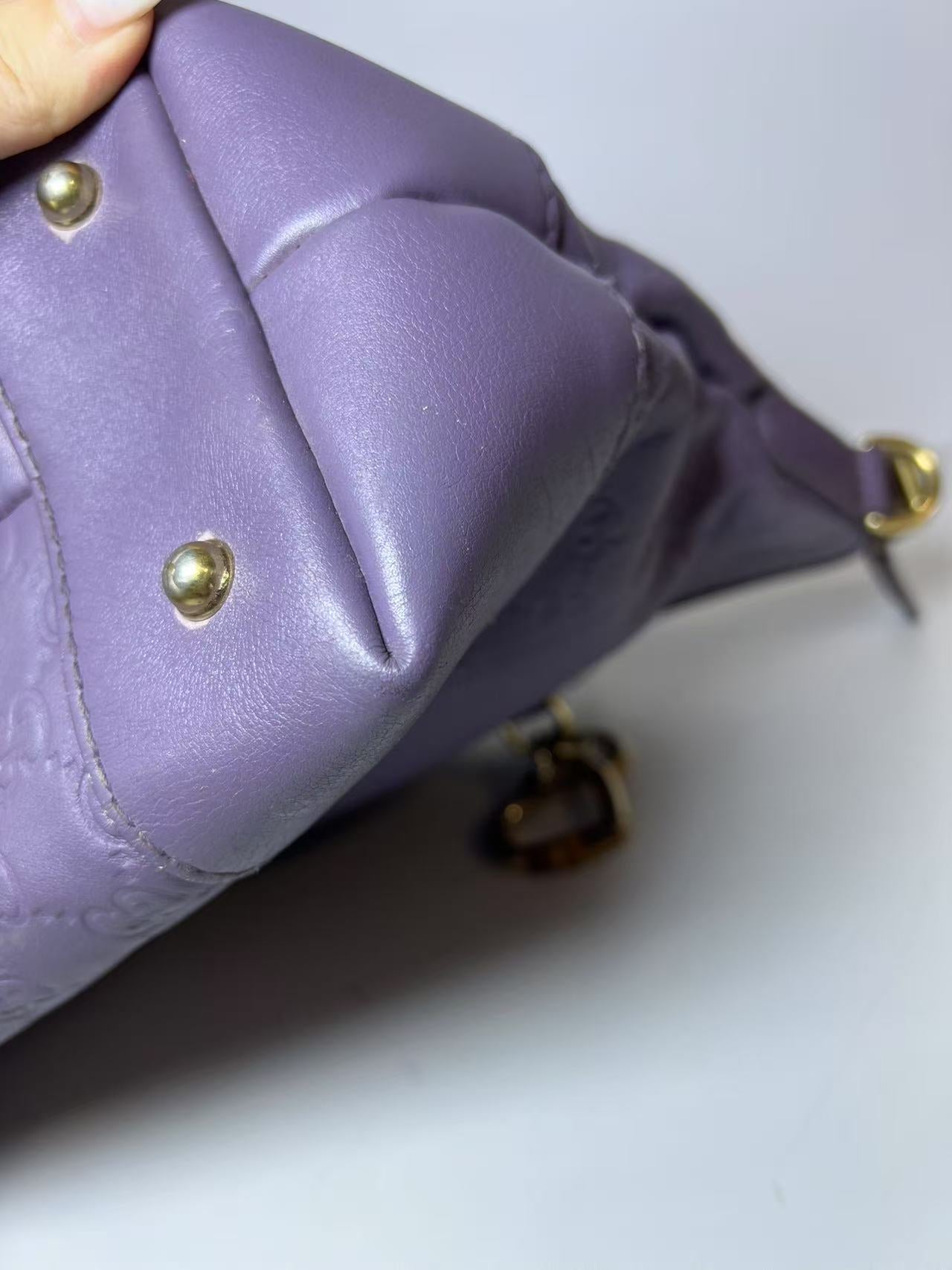 Gucci Medium Guccissima Purple Leather Tote Bag