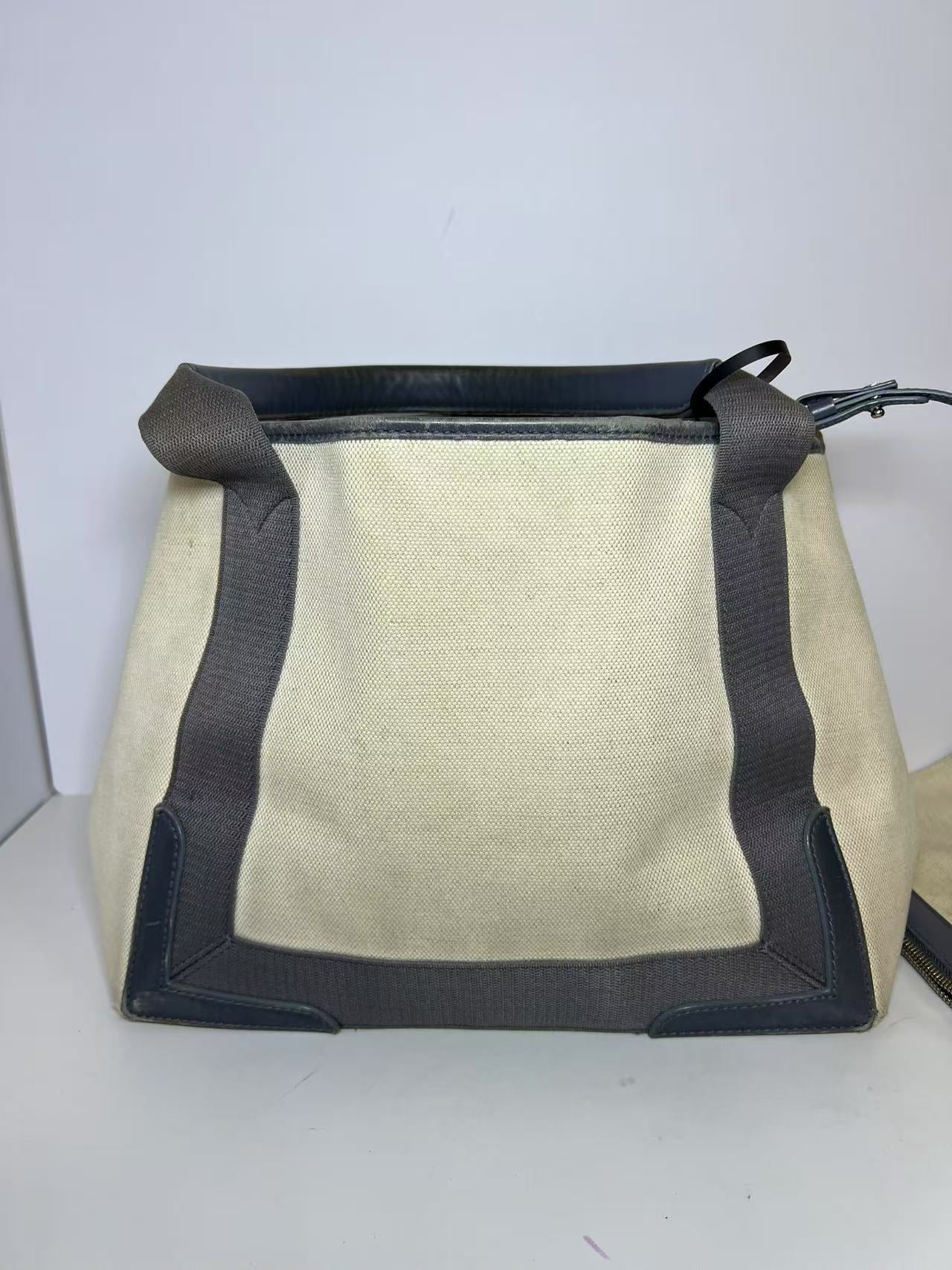 Balenciaga Canvas & Leather Tote Bag with Pouch