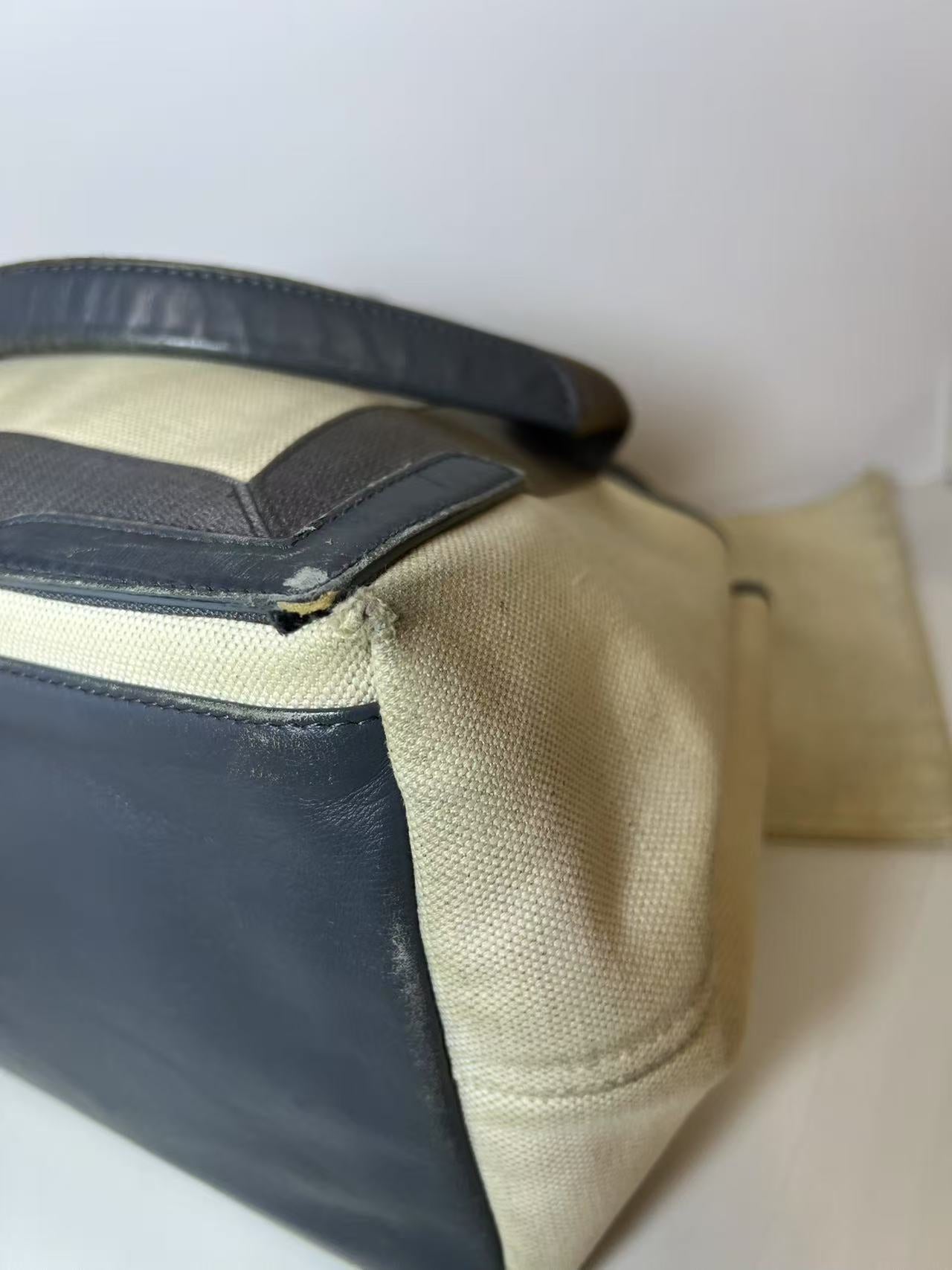 Balenciaga Canvas & Leather Tote Bag with Pouch