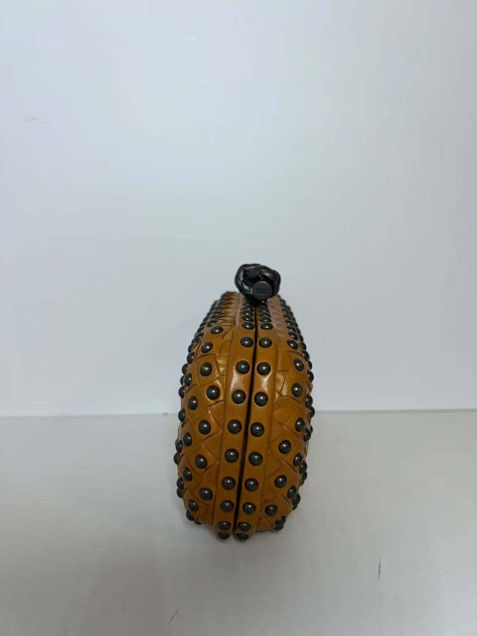 Bottega Veneta Knot Intreccio Studded Leather Clutch Bag