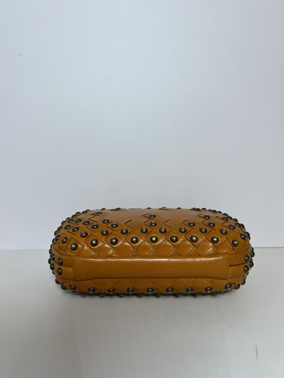 Bottega Veneta Knot Intreccio Studded Leather Clutch Bag