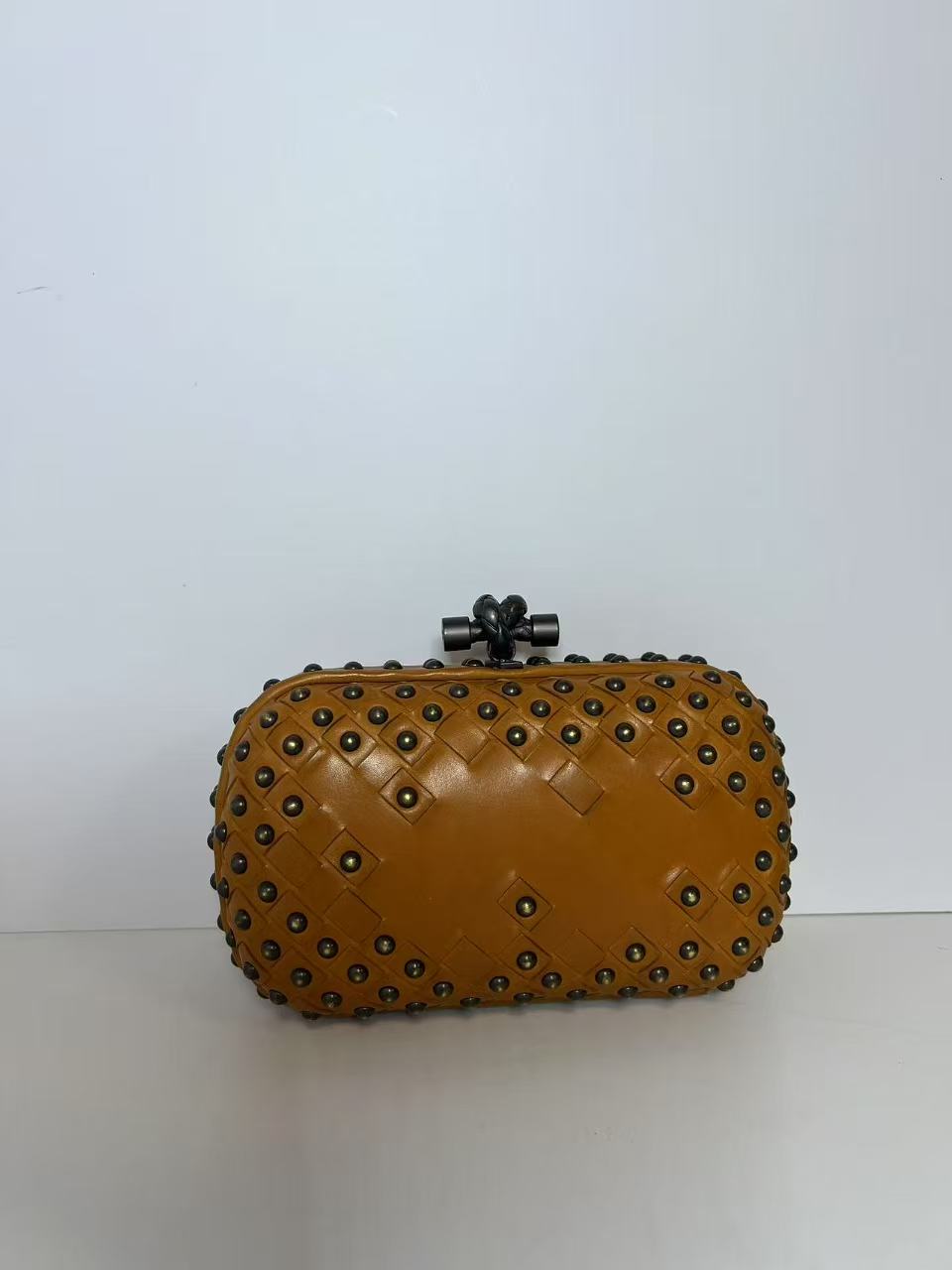 Bottega Veneta Knot Intreccio Studded Leather Clutch Bag