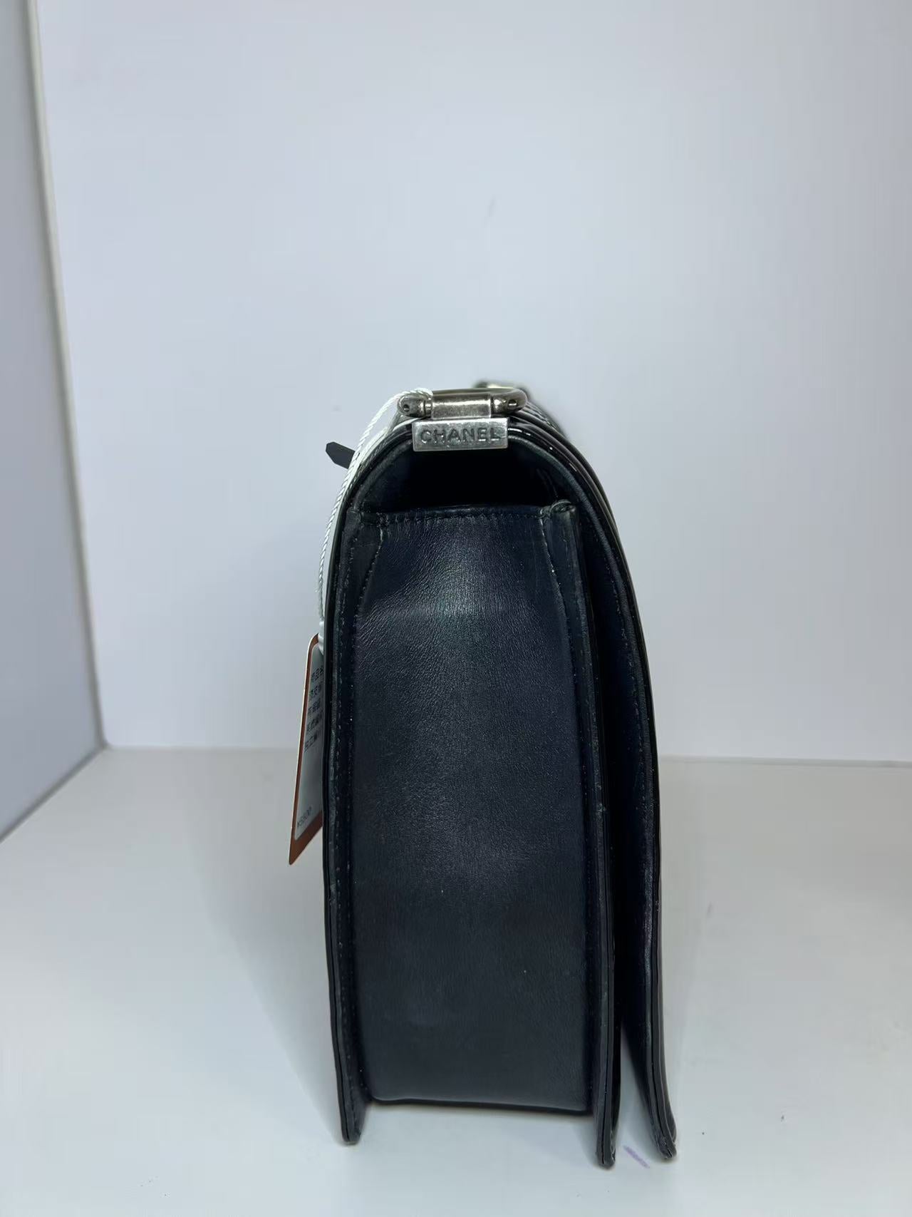 Chanel Large Boy Bag Quilted Patent Leather Shoulder Bag