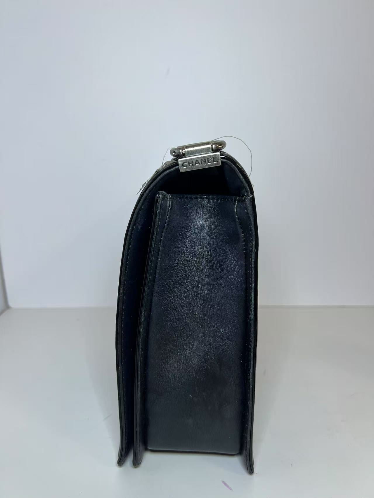 Chanel Large Boy Bag Quilted Patent Leather Shoulder Bag