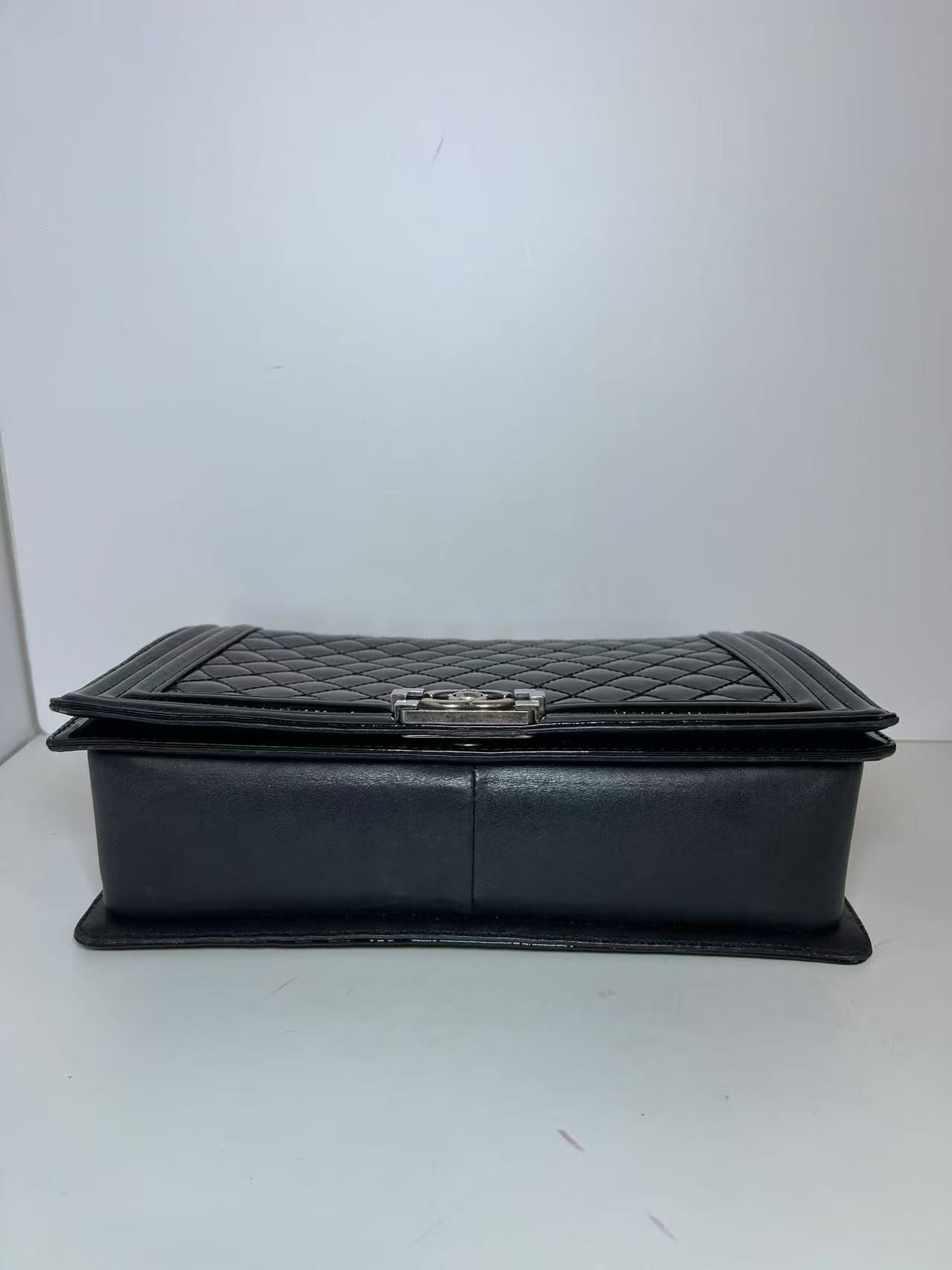 Chanel Large Boy Bag Quilted Patent Leather Shoulder Bag