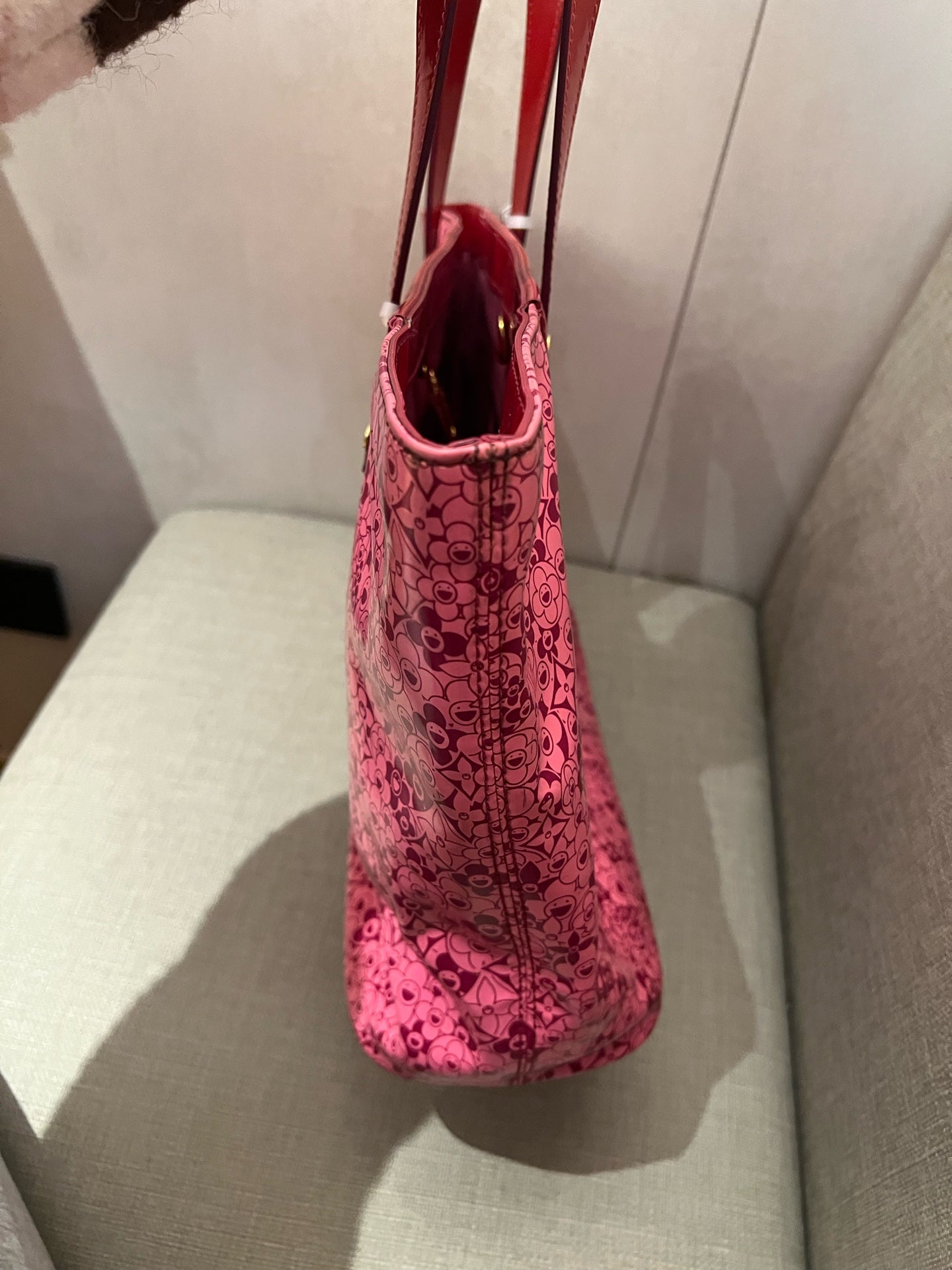 Louis Vuitton Tote Bag, Limited Edition Takashi Murakami Pink Red Monogram Flower