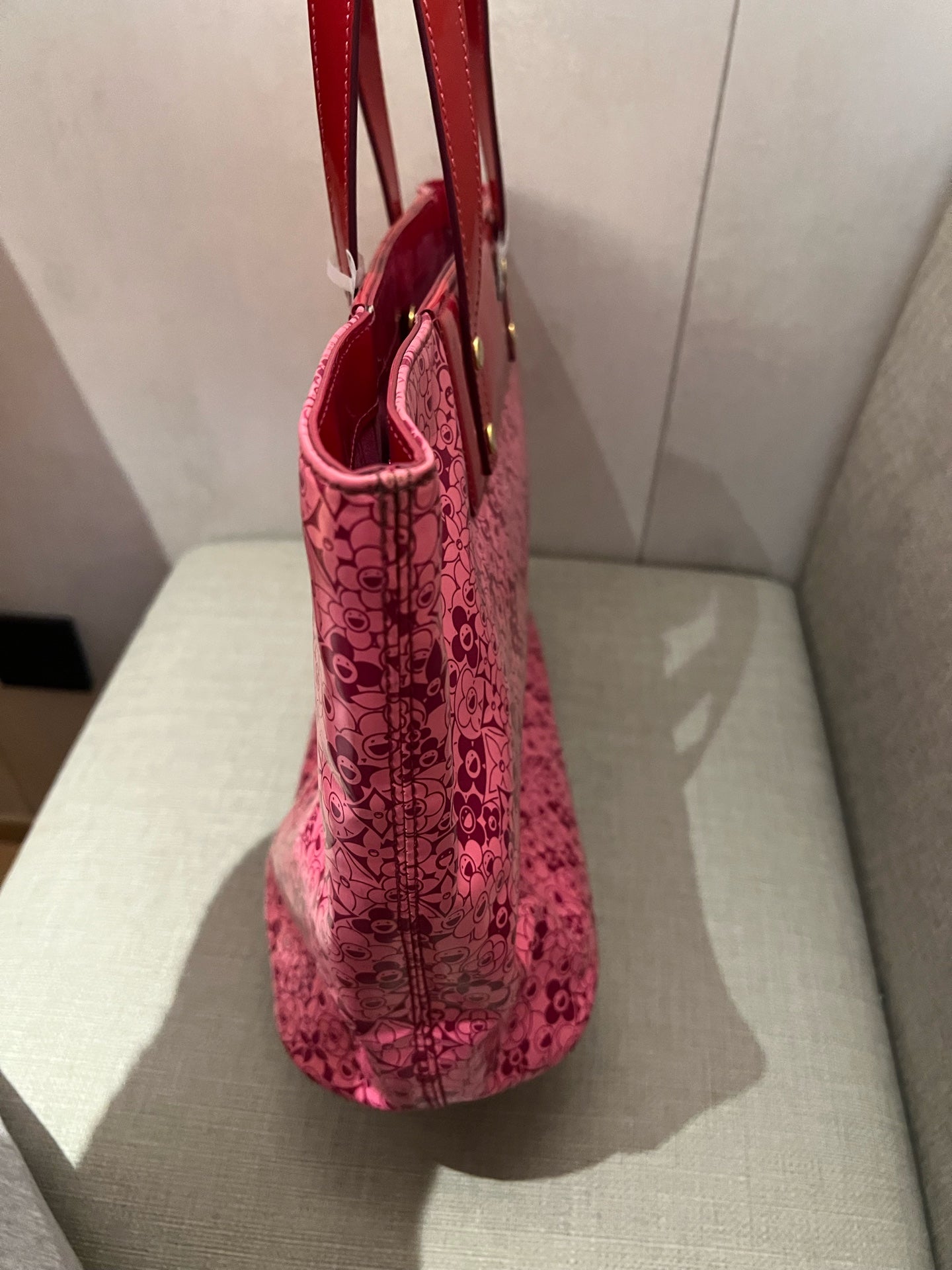 Louis Vuitton Tote Bag, Limited Edition Takashi Murakami Pink Red Monogram Flower
