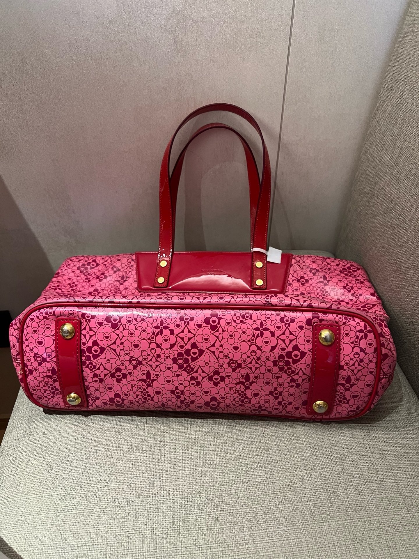Louis Vuitton Tote Bag, Limited Edition Takashi Murakami Pink Red Monogram Flower