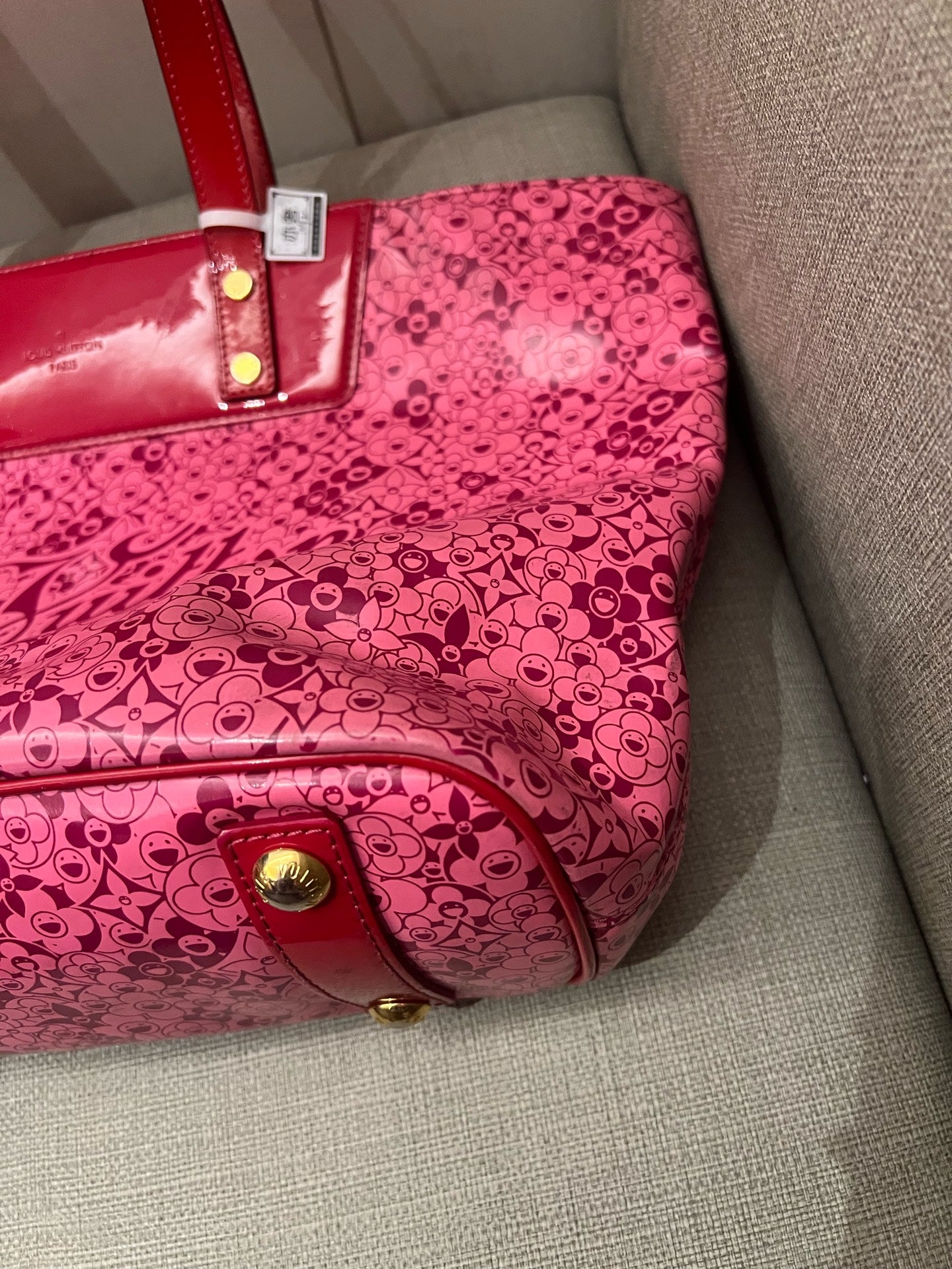 Louis Vuitton Tote Bag, Limited Edition Takashi Murakami Pink Red Monogram Flower