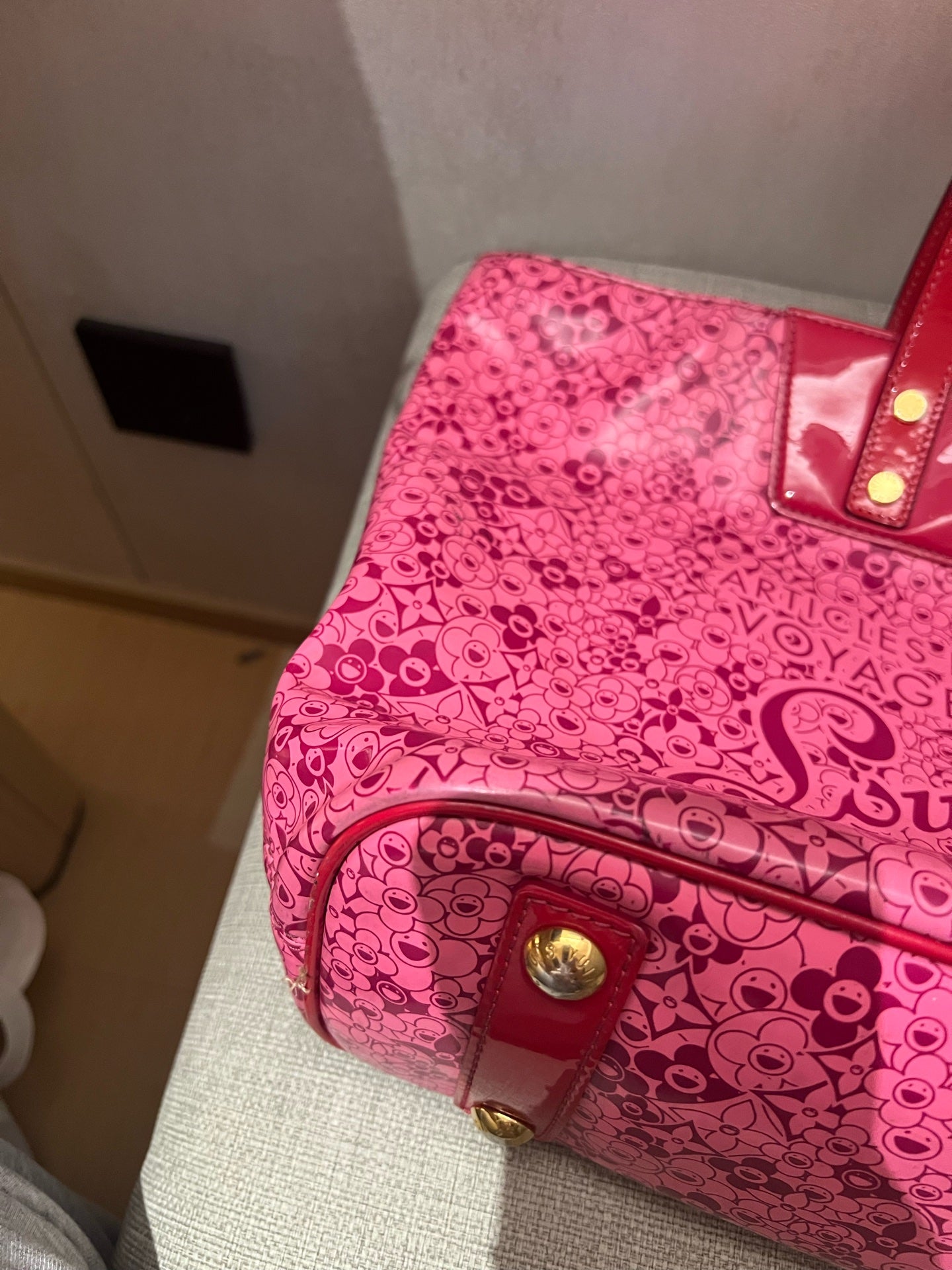 Louis Vuitton Tote Bag, Limited Edition Takashi Murakami Pink Red Monogram Flower