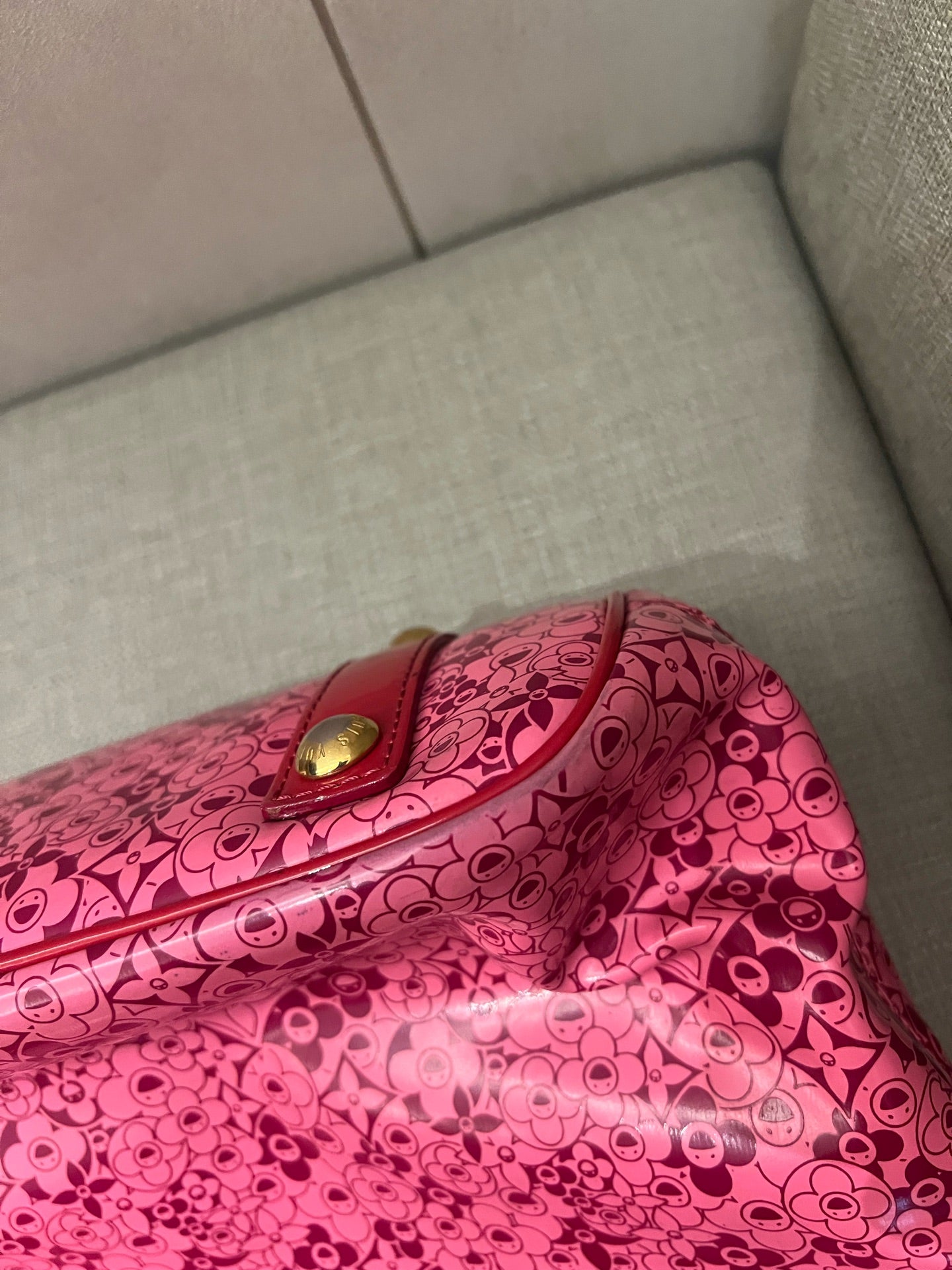 Louis Vuitton Tote Bag, Limited Edition Takashi Murakami Pink Red Monogram Flower