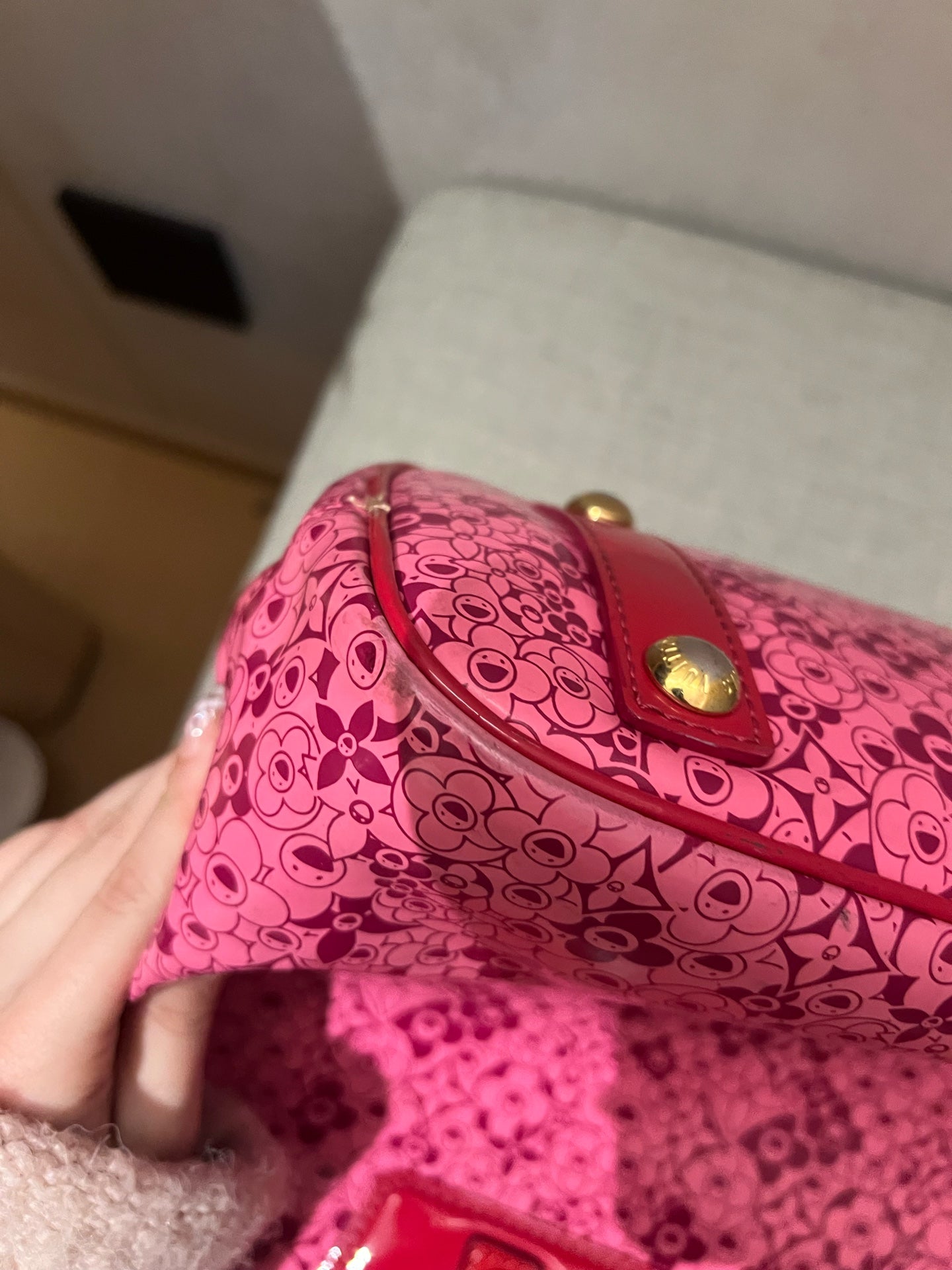 Louis Vuitton Tote Bag, Limited Edition Takashi Murakami Pink Red Monogram Flower