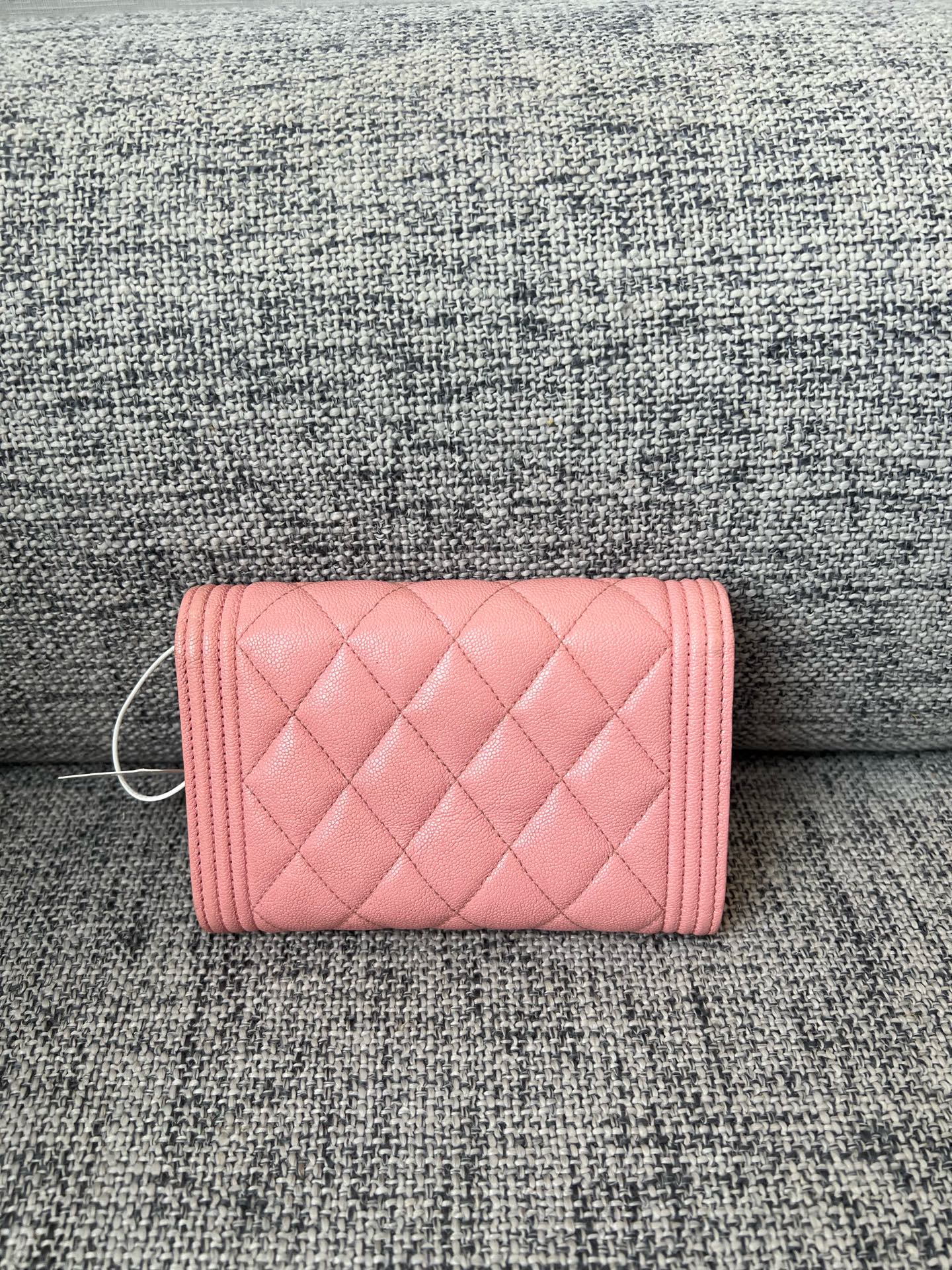 Chanel Boy Long Flap Wallet Pink Caviar Leather with Gold Hardware