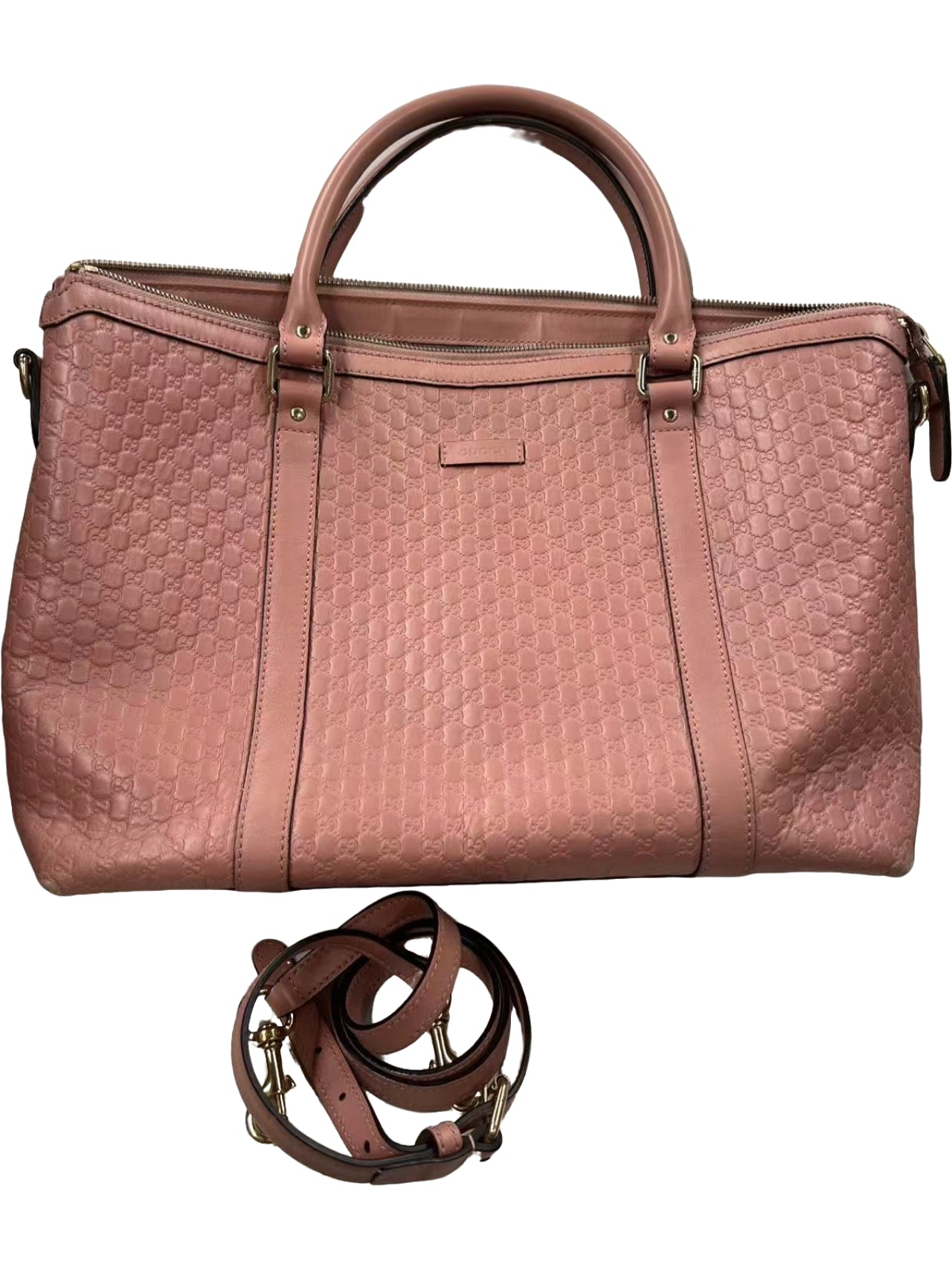 Gucci GG Guccissima Pink Leather Boston Satchel Bag