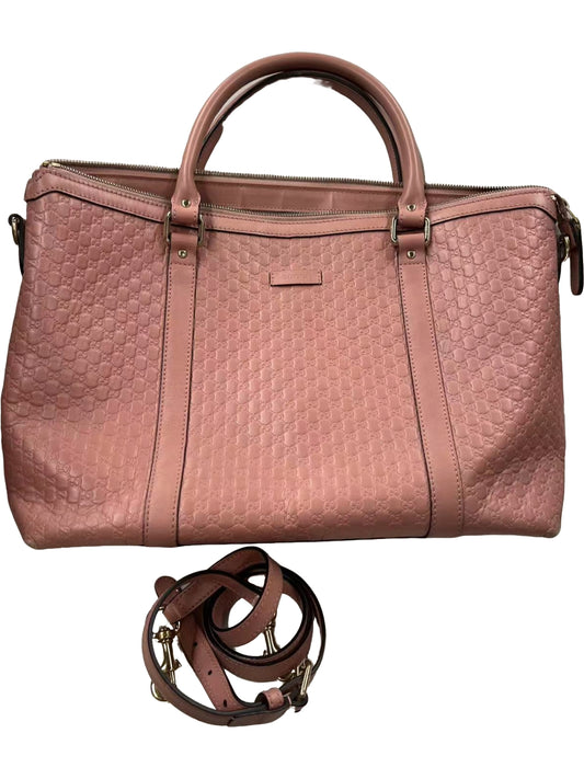 Gucci GG Guccissima Pink Leather Boston Satchel Bag
