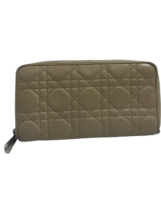 Christian Dior Lady Dior Voyageurs Beige Cannage Leather Zip-Around Wallet