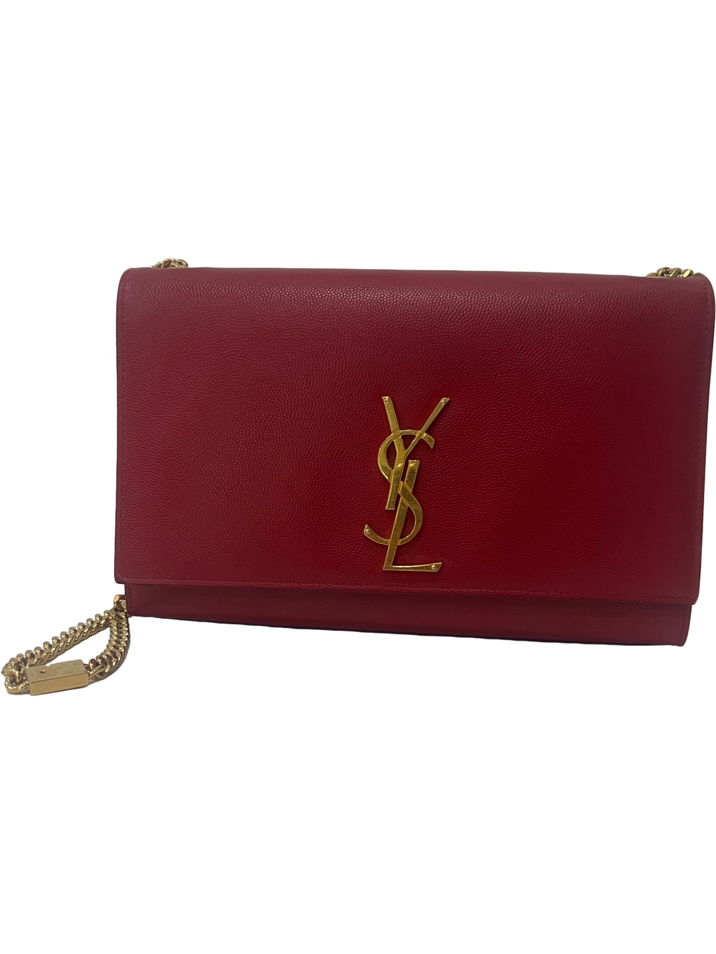 Saint Laurent Kate Medium Red Grain de Poudre Leather Chain Bag