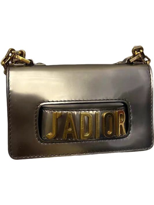 Christian Dior J'Adior Metallic Silver Patent Leather Mini Chain Bag