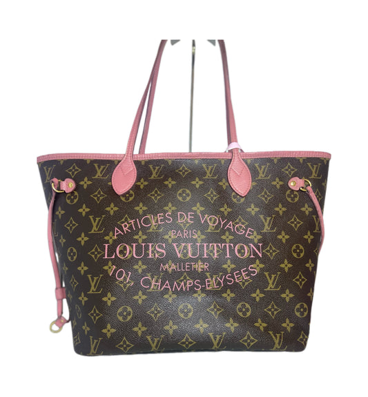 Louis Vuitton Neverfull MM Monogram Canvas I Love Paris Tote Bag