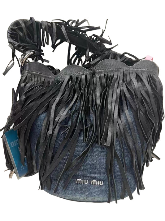 Miu Miu Fringed Denim Bucket Bag