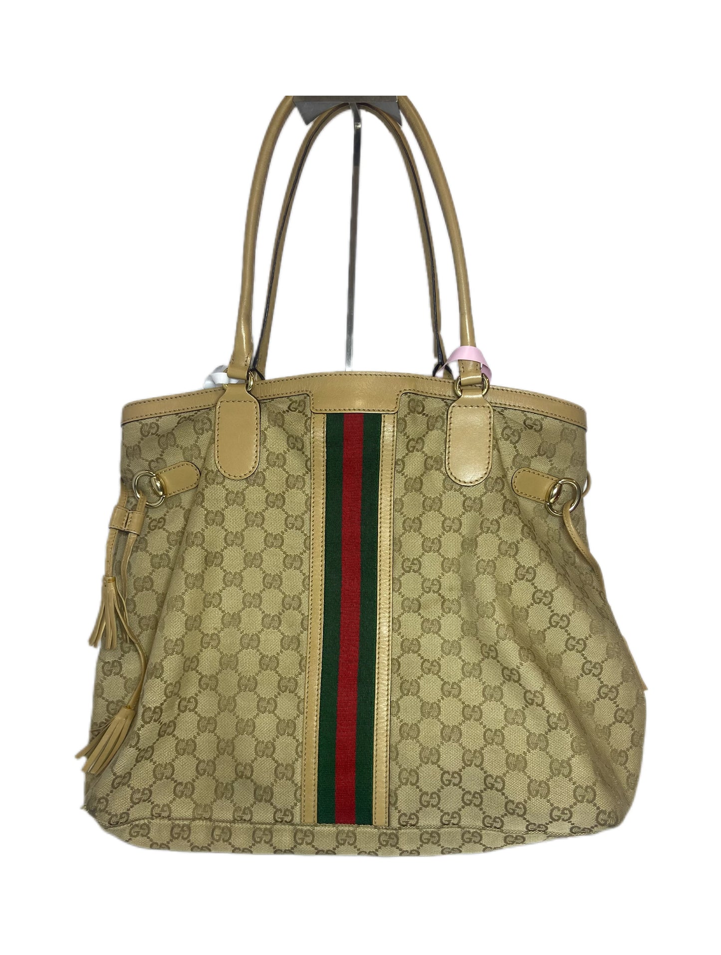 Gucci Ophidia Beige GG Canvas Cloth Shopping Tote Bag