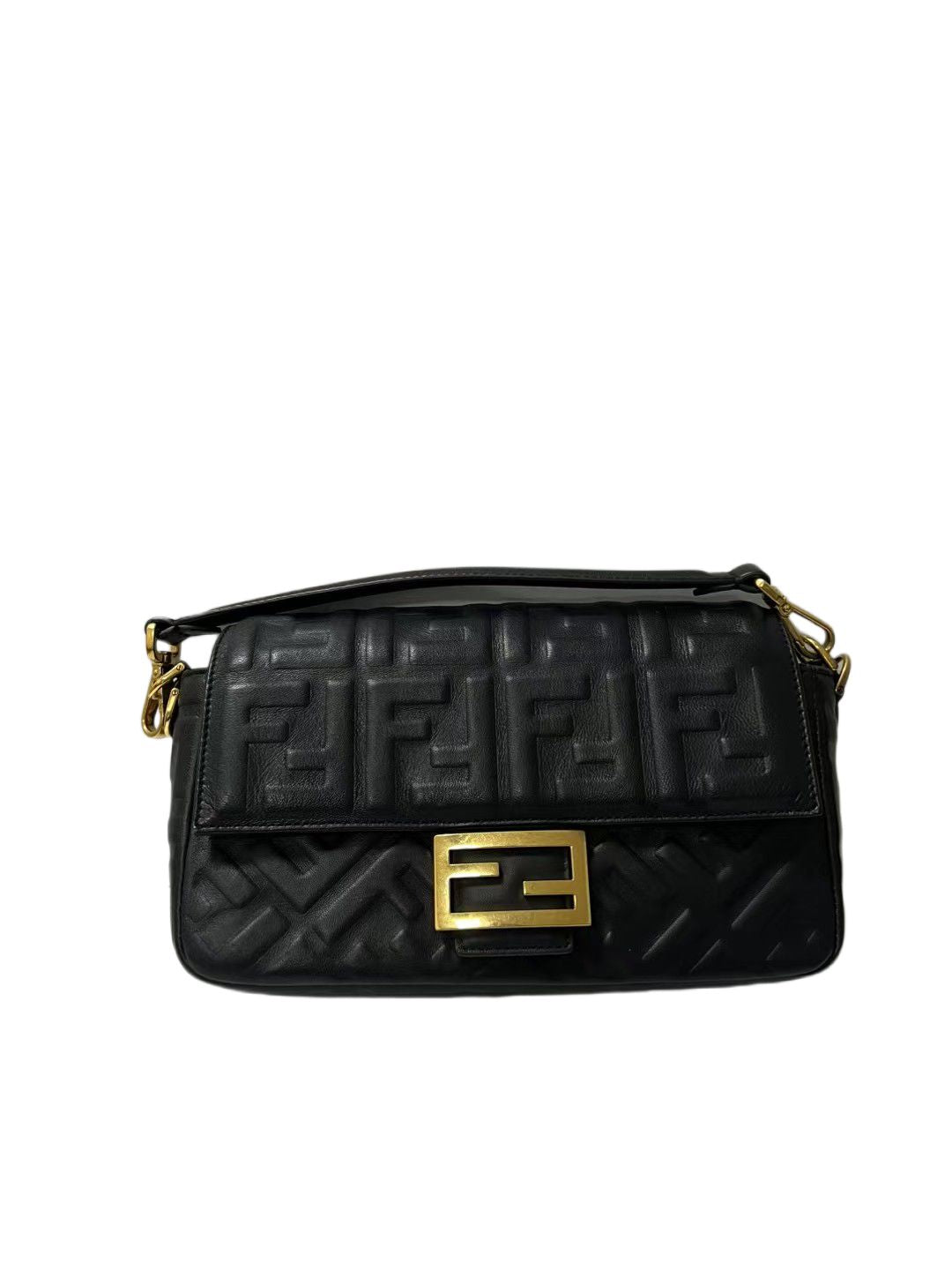 Fendi Baguette Black Nappa Leather Shoulder Bag