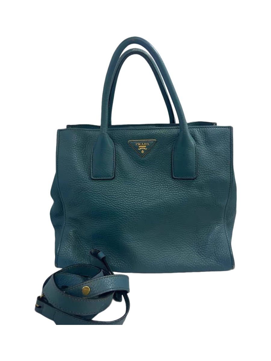 Prada Vitello Daino Green Leather Tote Bag