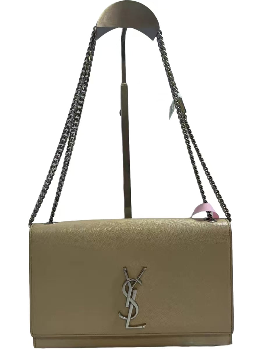 Saint Laurent Kate Medium Beige Grain de Poudre Leather Chain Bag