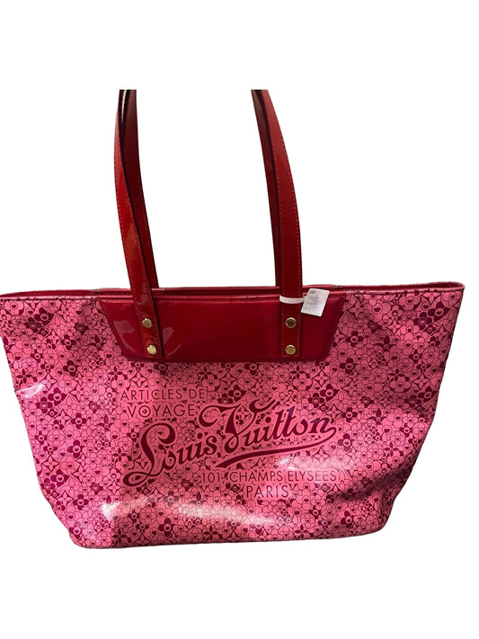 Louis Vuitton Tote Bag, Limited Edition Takashi Murakami Pink Red Monogram Flower