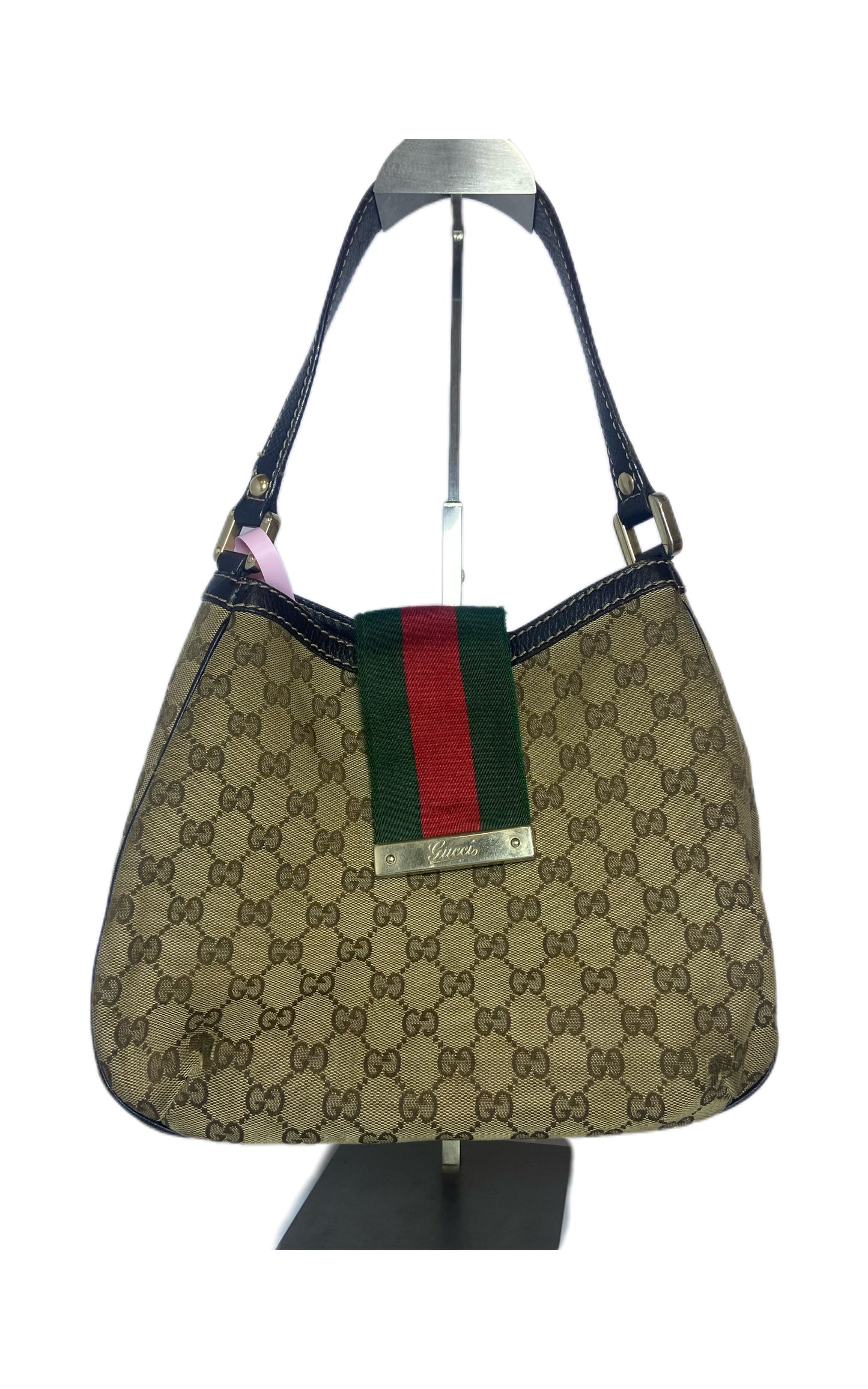 Gucci GG Monogram Canvas Web Stripe Hobo Bag