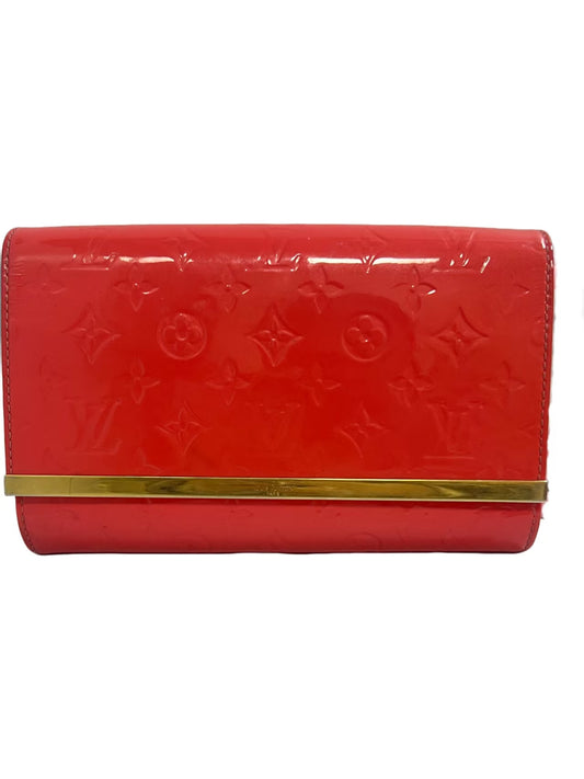 Louis Vuitton Coral Red Monogram Vernis Patent Leather Chain Wallet