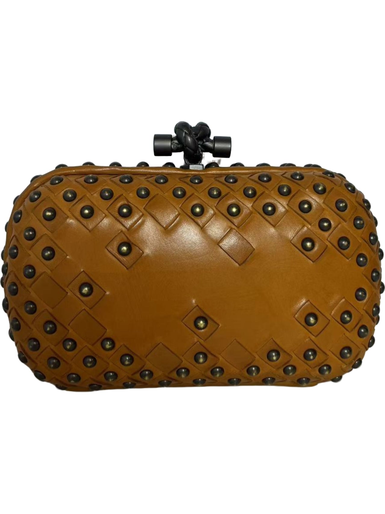Bottega Veneta Knot Intreccio Studded Leather Clutch Bag