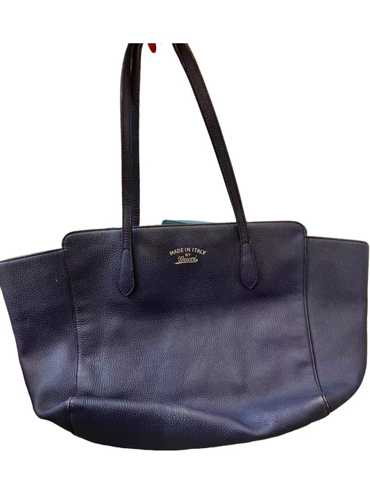 Gucci Small Swing Tote Black Leather Shoulder Bag