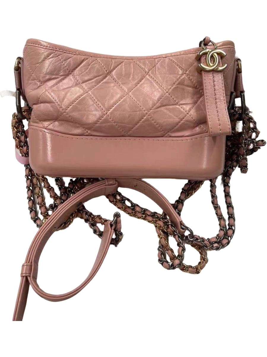 Chanel Gabrielle Small Hobo Bag Pink Quilted Leath
