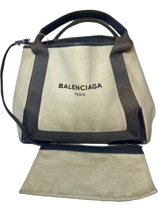 Balenciaga Canvas & Leather Tote Bag with Pouch