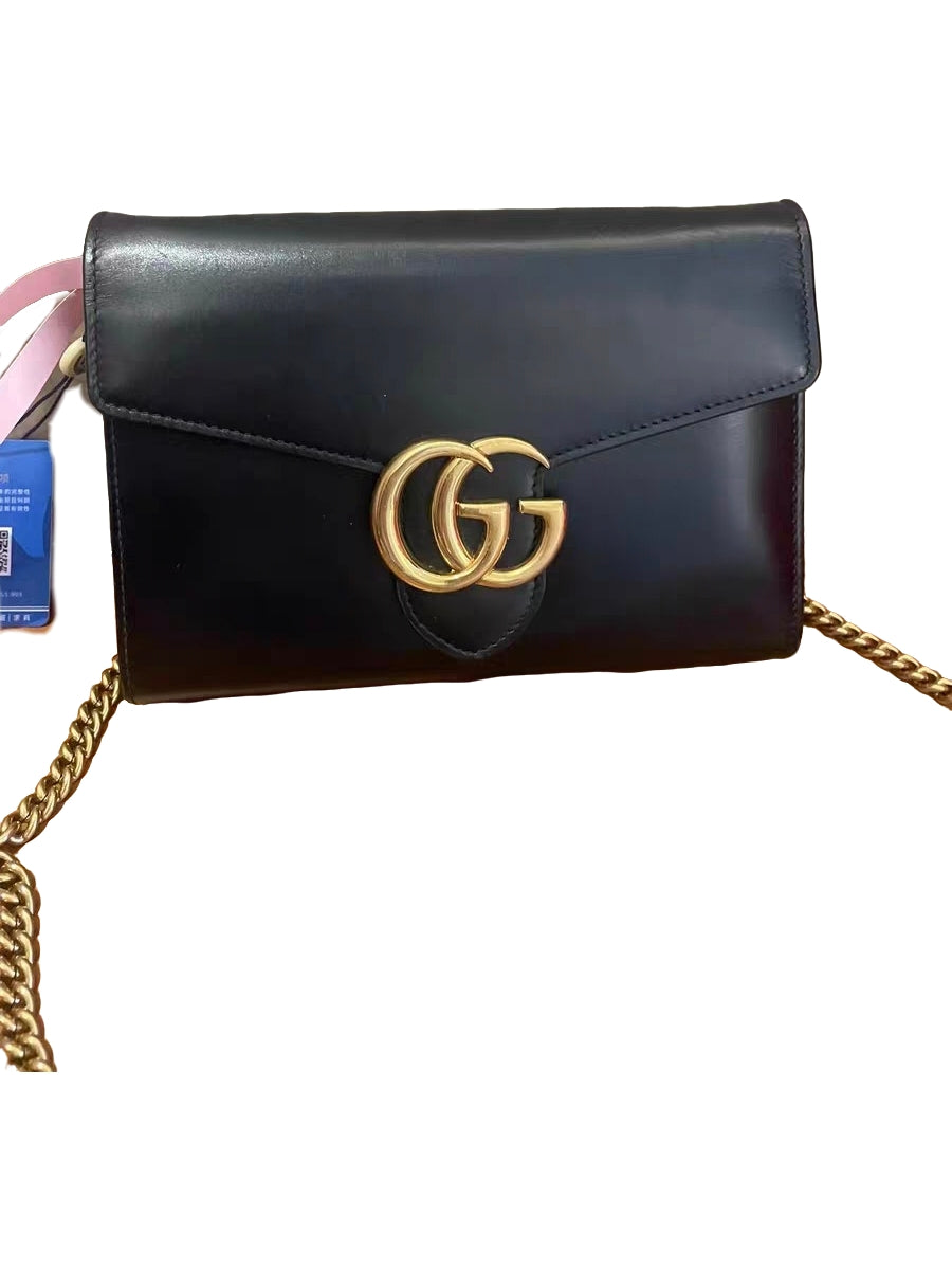 Gucci GG Marmont Black Leather Shoulder Bag / Clutch