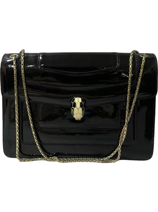 Bvlgari Serpenti Forever Black Patent Leather Shoulder Bag
