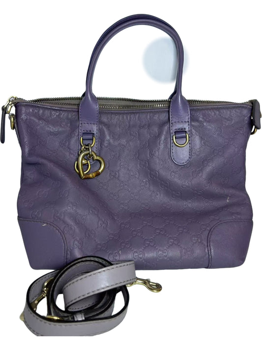 Gucci Medium Guccissima Purple Leather Tote Bag