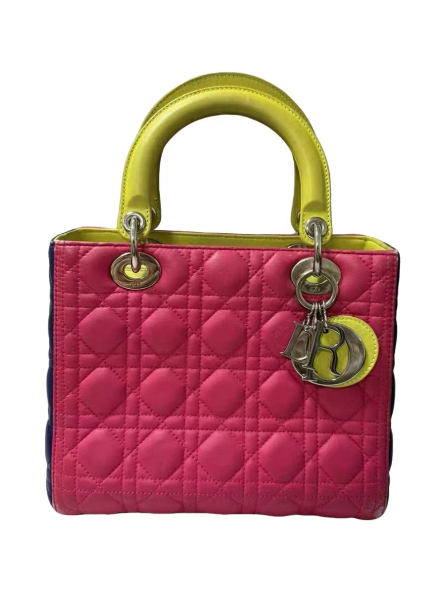 Christian Dior Lady Dior Medium Multicolor Cannage Quilted Leather Tote Bag