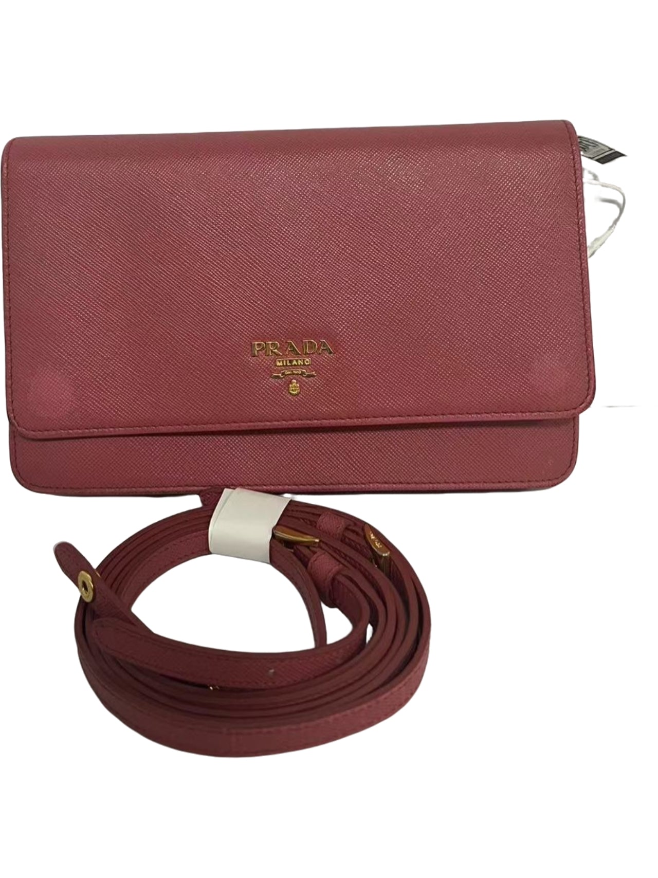 Prada Red Saffiano Leather Wallet on Chain (WOC)
